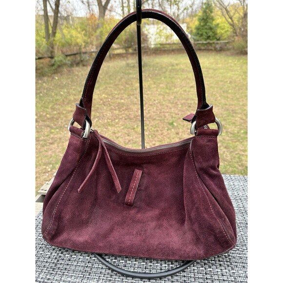 Vintage Andrea Mabiani Italian Suede Shoulder Bag – Bordeaux Wine  Made in Italy - Picture 12 of 16